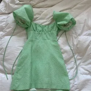 Zara | Dresses | Zara Mint Green Gingham Backless Dress | Poshmark